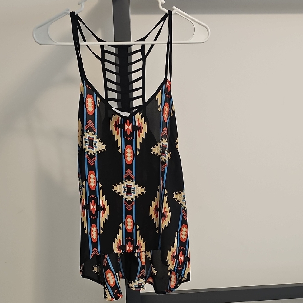 Society Black and Multicolor Patterned Camisole